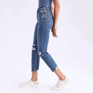 Abercrombie & Fitch Destroyed High Rise Mom Jeans Raw Hem Curve Love 4L